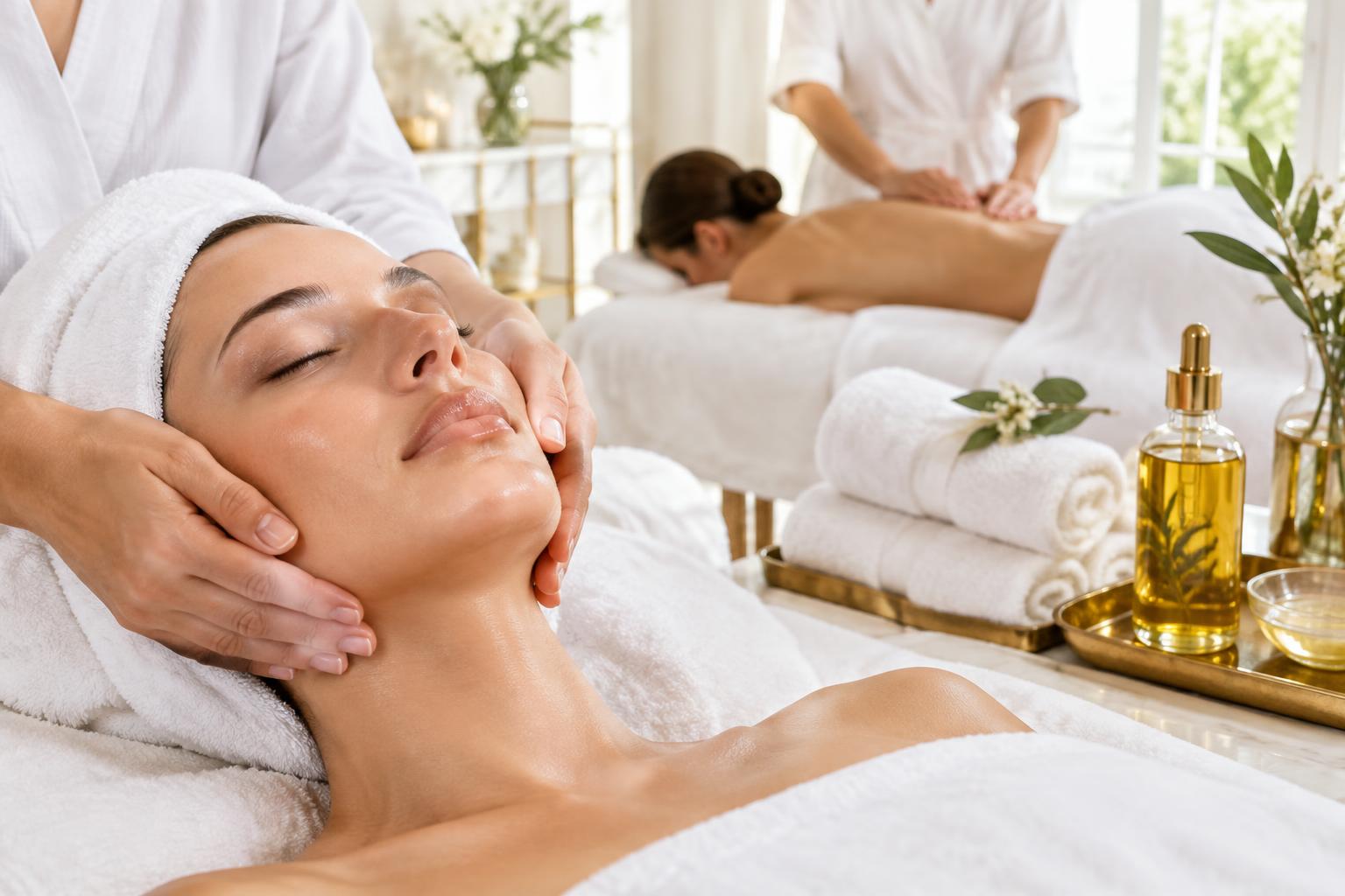 Cuidado facial en un entorno de spa